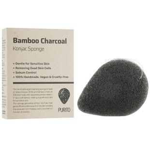 Спонж конняку з бамбуковим вугіллям Purito Bamboo Charcoal Konjac Sponge